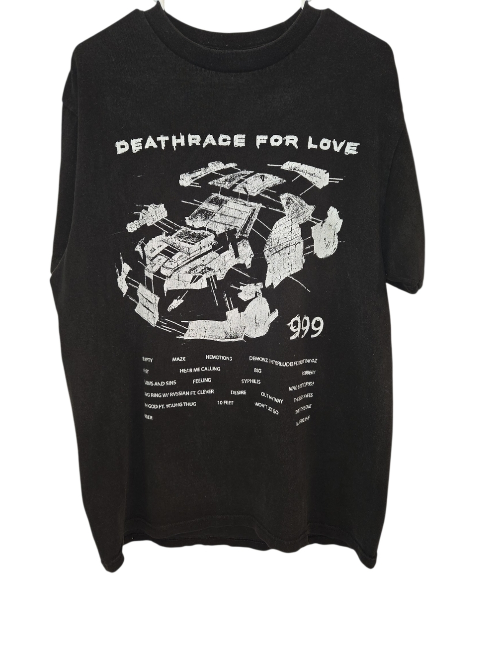 JUICE WRLD DEATHRACE FOR LOVE OFFICIAL 999 CLUB TEE. SIZE LARGE. BLACK.